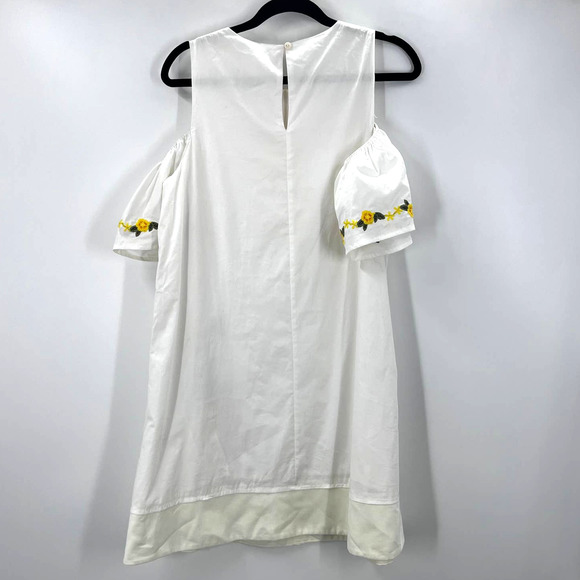 Miami Boutique Mini Dress Cold Shoulder Yellow Embroidered Floral NWT Small - Picture 2 of 12
